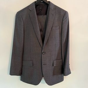 J Crew Three Piece Italian Wool Suit 36S 30x30 Charcoal